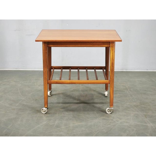 Vintage Danish Modern Teak Serving Trolley on Wheels, 1960s For Sale - Image 9 of 11