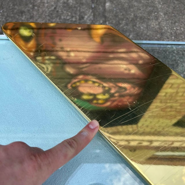 1980s Plaster Brass and Glass Coffee Table For Sale In Cleveland - Image 6 of 12