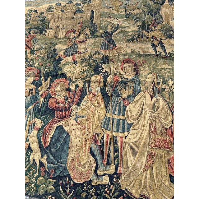 Immerse yourself in the allure of this mid-20th-century French tapestry, showcasing a design inspired by a 16th century...