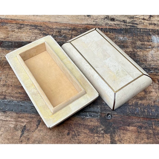 Wood Vintage Tessellated Snakeskin With Brass Inlay Detail For Sale - Image 7 of 12