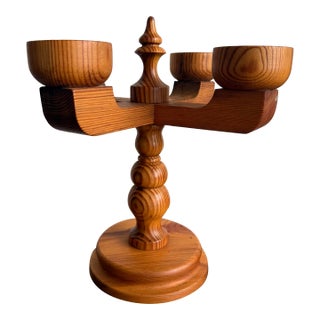 Vintage Swedish Wooden Candelabra by Stig Johnsson of Smalandsslojd For Sale