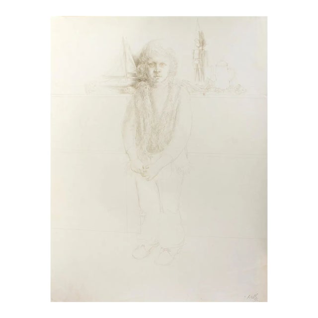 Portrait of a Child no.4 - Original Silver point by J.P. Velly - 1972 1979 For Sale