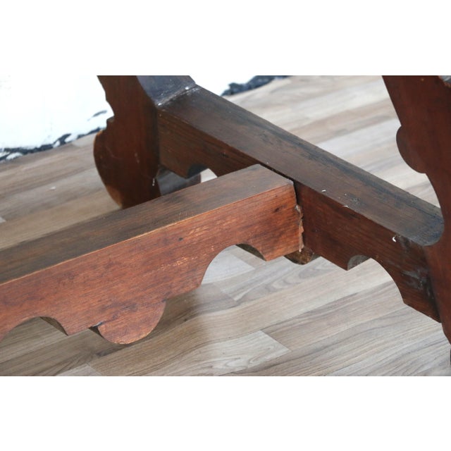 Antique Spanish Revival Solid Wood Trestle Dining Table, Mid 20th Century For Sale - Image 13 of 18