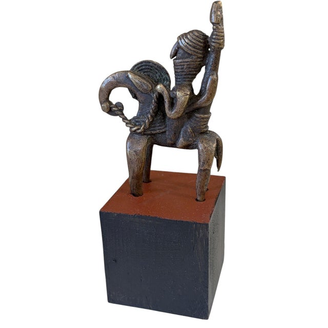1980s Vintage African Dogon Bronze Horseman Cast Handmade Mali 5.5" H For Sale - Image 5 of 7