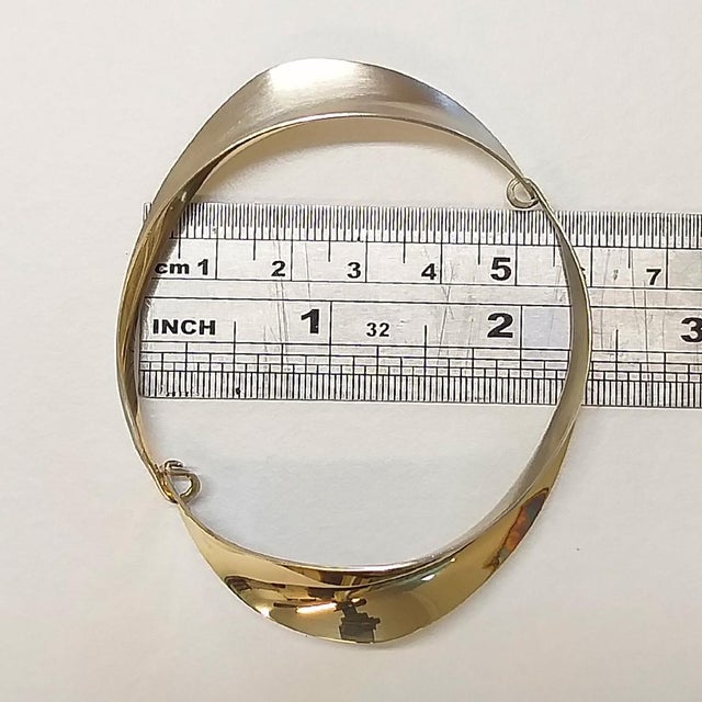 Metal Vintage Gold & Silver Linking Bangle, Gerhard Herbst Studio Bracelet For Sale - Image 7 of 7