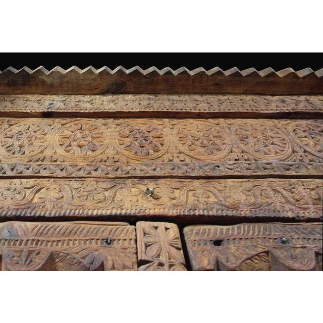 Late 19th Century Doors in Frame - Antique Carved Teakwood For Sale - Image 5 of 10