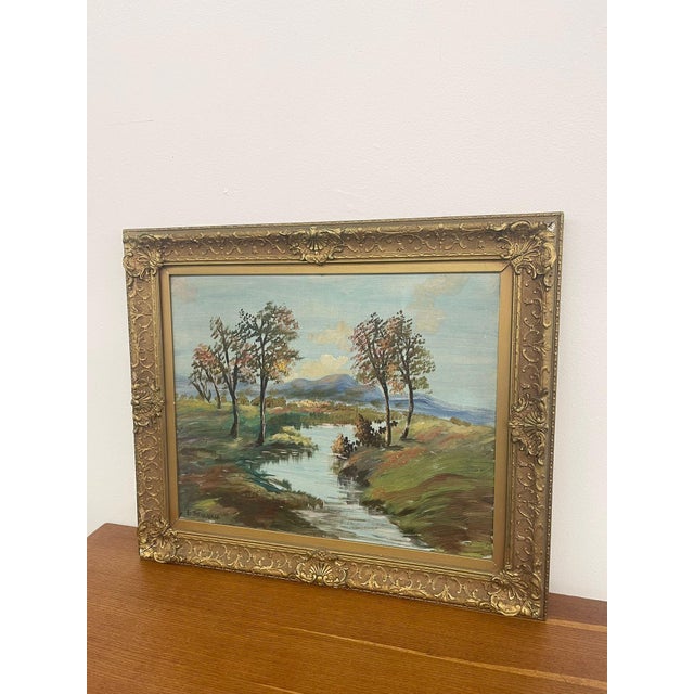 This Framed hand Painted artwork is signed G.Seidman and depicts a country scenery Landscape. This piece has nice patina...