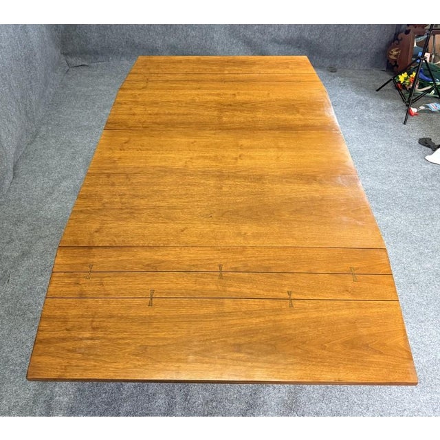 Wood Mid-Century Modern Lane Tuxedo Bowtie-Inlaid Drop Leaf Dining Table For Sale - Image 7 of 15