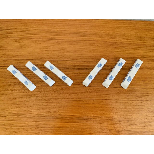 Ceramic Vintage French Porcelain Knife Holders from Gien, 1940s, Set of 6 For Sale - Image 7 of 18