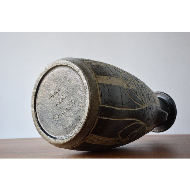 Large Brutalist Danish Sejer Unic Sculptural Ceramic Floor Vase, 1970s For Sale - Image 12 of 14