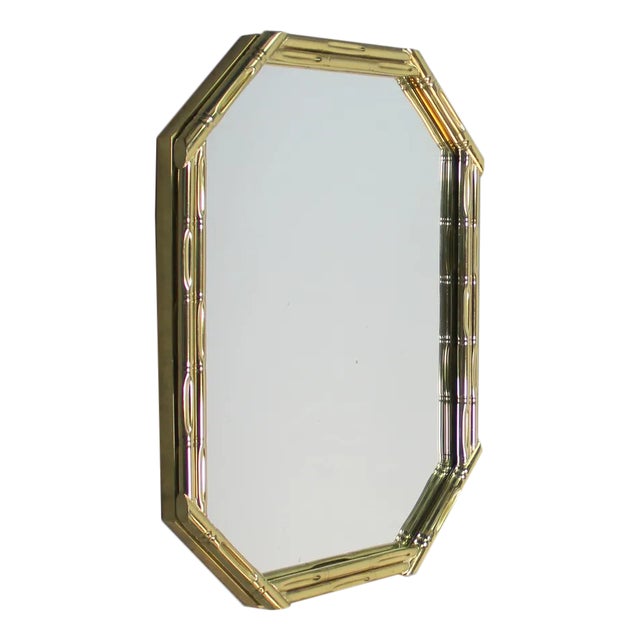 Metal and Imitating Bamboo Mirror, 1970s For Sale