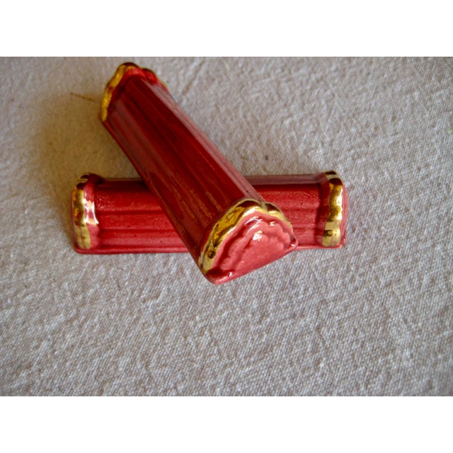 Ceramic Mid 20th Century Mid Century French Art Deco Knife Rest Set- 12 Pieces For Sale - Image 7 of 9