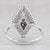 Modern 1.10ctw Round Diamond Marquise Halo Ring 18k White Gold Size 7 Engagement For Sale - Image 3 of 7