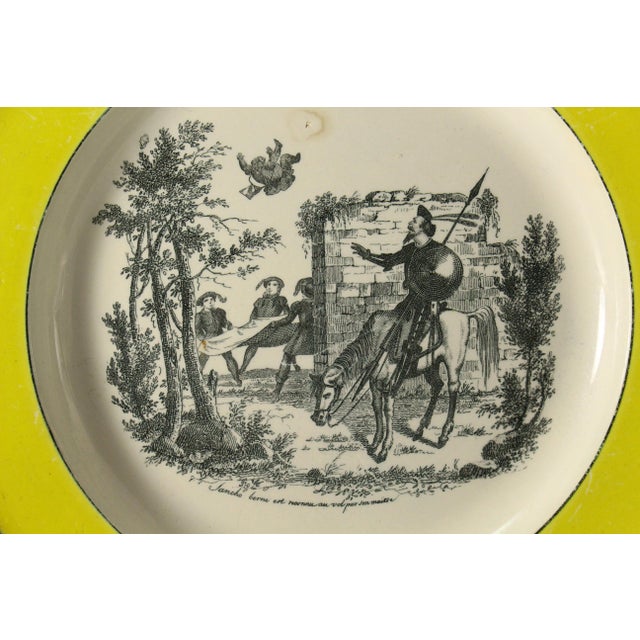 Mid. 19th C. Pair Creil Montreau Faience Creamware Plates - Don Quixote Scenes, France For Sale - Image 11 of 18