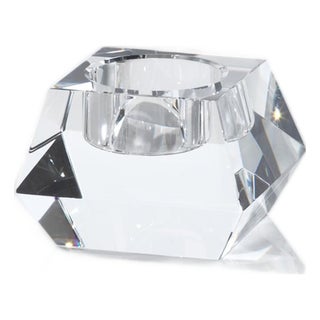 Davi Clear Crystal Tealight Candle Holders, Set of 2 For Sale