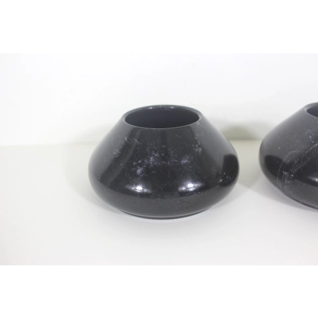 Vintage Carved Black Stone Vases Soapstone, a Pair For Sale - Image 6 of 8