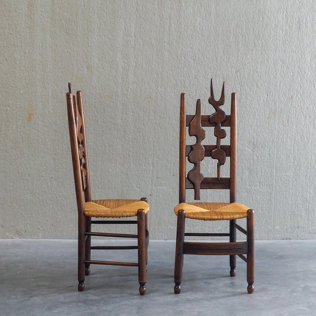 Sculptural Brutalist High-Back Chairs, 1960s, Set of 2 For Sale - Image 6 of 14