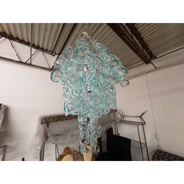 Metal Murano Glass Chandelier by Carlo Nason for Mazzega For Sale - Image 7 of 7