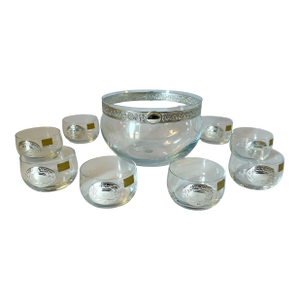 Bulgari Silver Crystal Punch Set - Set of 9
