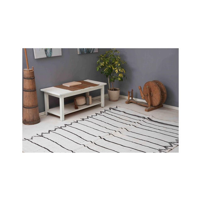 1950s Striped Vintage Turkish Hemp Kilim Rug - 6`0" X 8`0" For Sale - Image 5 of 6