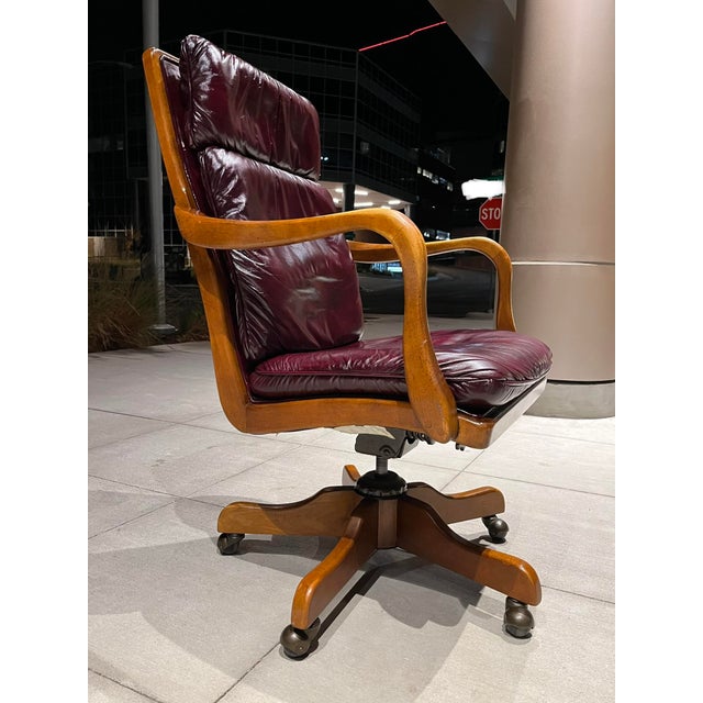 Traditional SwivelTilt Leather Executive Desk Chair Manner of Hancock