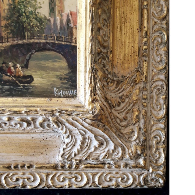 1950s Dutch Scenic Wood Panel Oil Painting With Gilt Frame Chairish