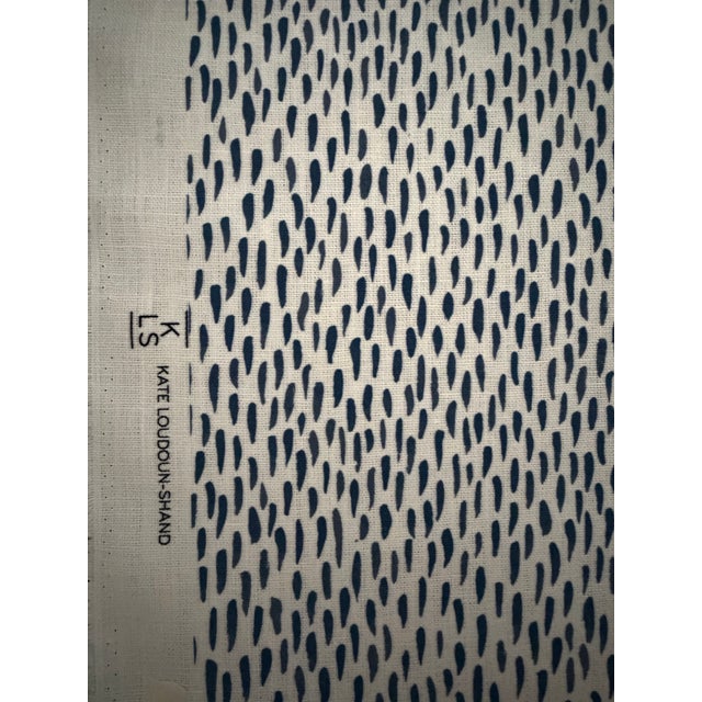 Traditional Kate Loudoun Shand the Dabs in Eve Blue 3 Yards Linen Fabric For Sale - Image 3 of 8