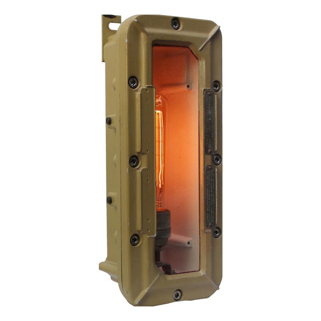 Vintage French Industrial Beige Cast Aluminium Wall Sconce from Mapelec For Sale