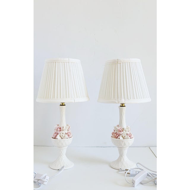 Vintage Porcelain Capodimonte Style Porcelain Table Lamps-a Pair For Sale - Image 9 of 12
