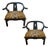 1960s Pair of James Mont Style Chinoiserie Black Lacquer Armchairs in Serengeti Leopard For Sale