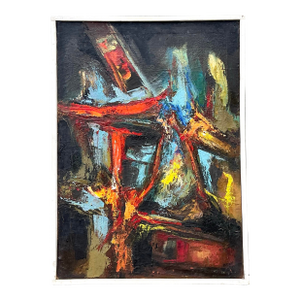 Vintage Original Abstract Oil on Canvas