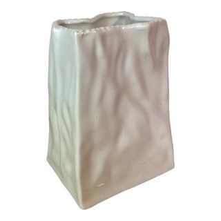 Vintage Mancer Italian Pop Art Ceramic Paper Bag Vase, Mc388 For Sale