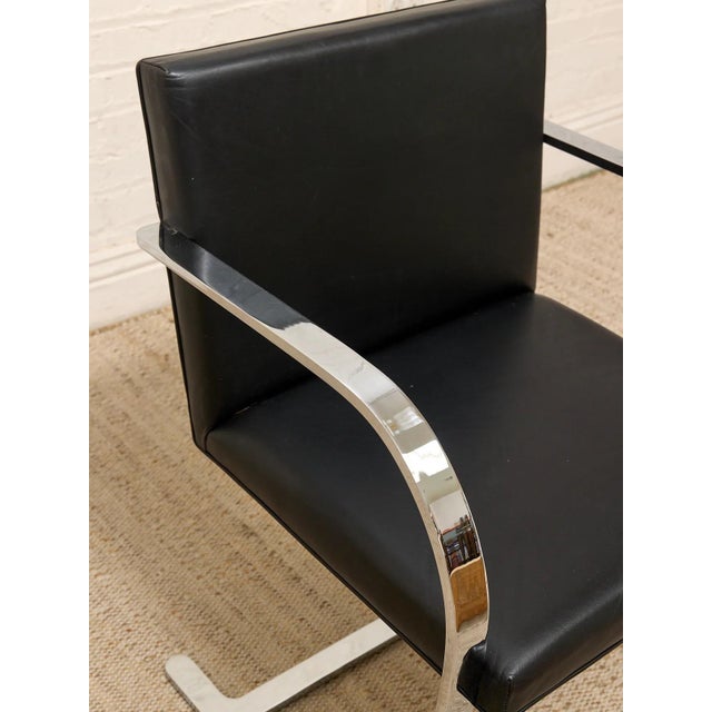 Mid 20th Century Styled After Mies Van Der Rohe Flat Bar Brno Chair in Black Leather & Chrome For Sale - Image 11 of 12