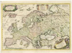 Large Coronelli Map of Europe with Mythical Islands and Rich Detail by Enzo Mari, 1692