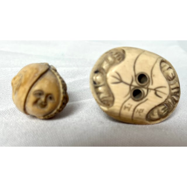 Ivory Vintage Hand Carved Japanese Netsuke Figures - Set of 5 For Sale - Image 8 of 12