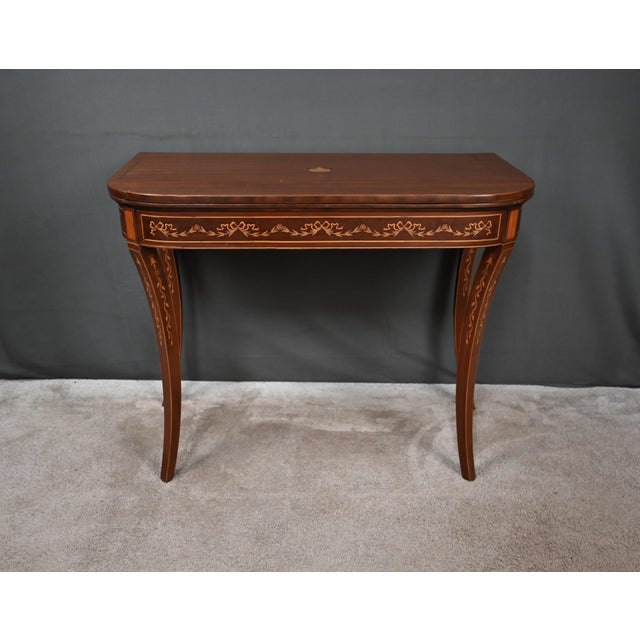 Wood Mahogany Game Console Table, 1920s For Sale - Image 7 of 18