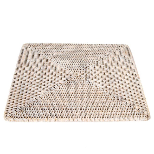 Artifacts Rattan Square Placemat in White Wash - 13" For Sale In Houston - Image 6 of 7