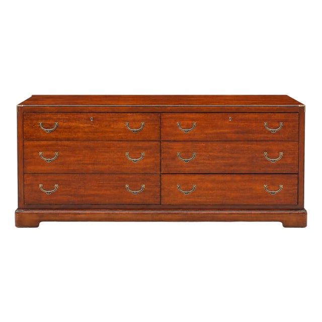 1970s National Mt. Airy Campaign-Style Six-Drawer Dresser For Sale