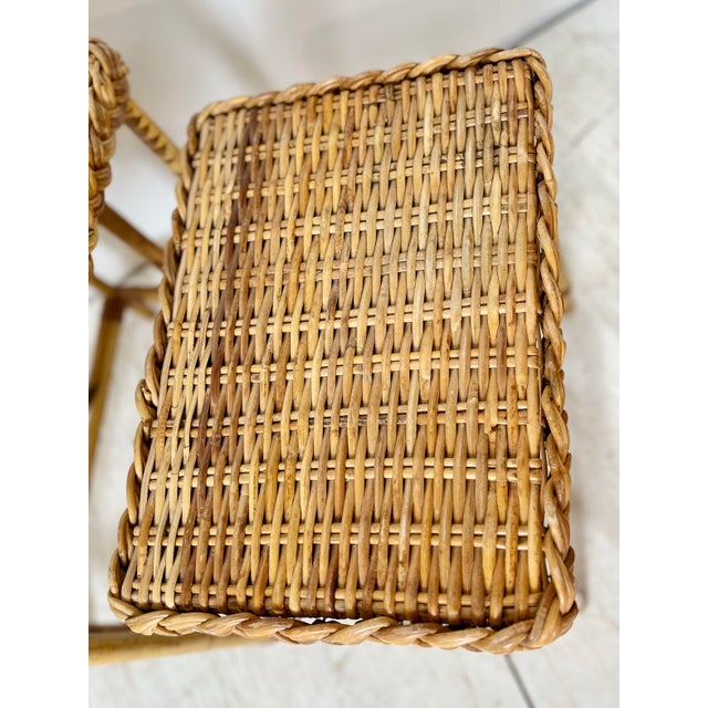 Wood Vintage Wicker Rattan Nesting Side Tables- Set of 3 For Sale - Image 7 of 12