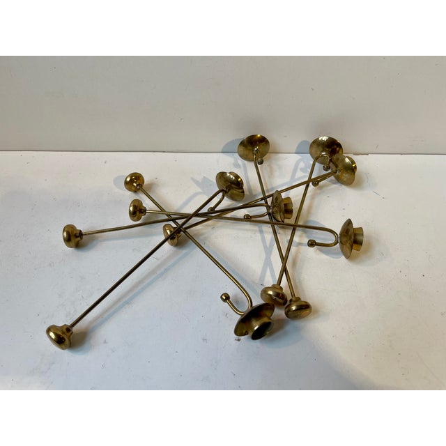 Mid-Century Scandinavian Brass Christmas Tree Candleholders, 1960s, Set of 7 For Sale - Image 4 of 8