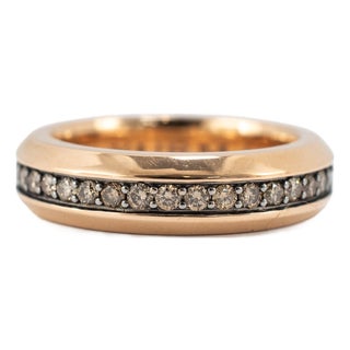 Men’s David Yurman Beveled 18k Rose Gold 0.87ctw Cognac Diamonds 6mm Band Ring, Size 8 For Sale