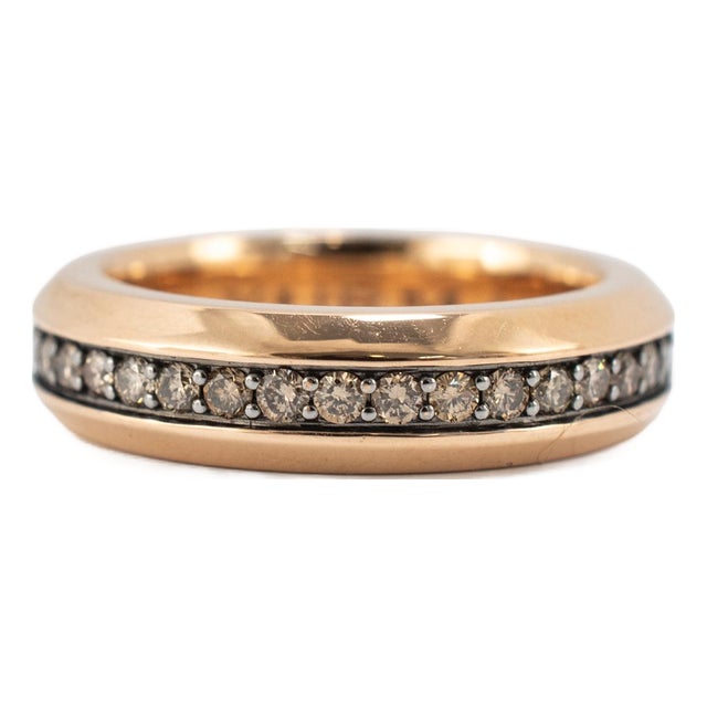 Men’s David Yurman Beveled 18k Rose Gold 0.87ctw Cognac Diamonds 6mm Band Ring, Size 8 For Sale