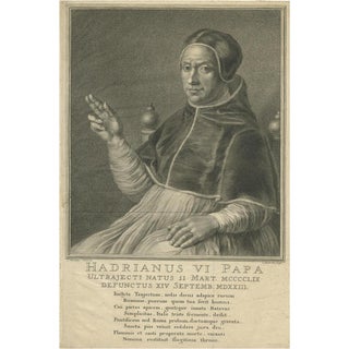 Houbraken, Illustration of Pope Adrian VI, 1727, Print For Sale