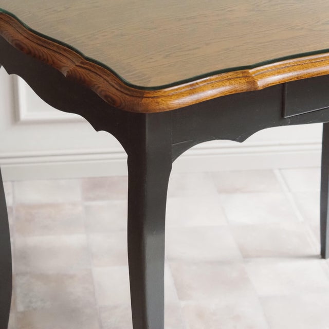 Louis XV Desk in Black with Oak Top and Glass Top For Sale - Image 10 of 13