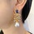 Baroque Bochic "Capri" Vintage Rose Cut Sapphires & South Sea Earrings 18K Gold & Silver For Sale - Image 3 of 18