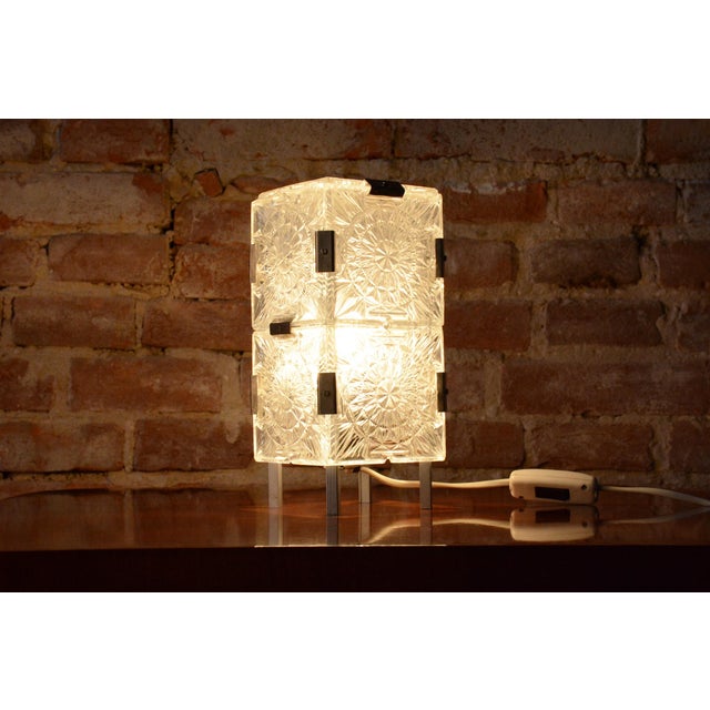 Mid-Century Czech Glass Table Lamp attributed to Kamenický Šenov, 1950s For Sale - Image 12 of 13
