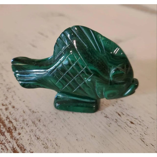 Malachite Carved & Polished Fish Shaped Stone For Sale - Image 10 of 10