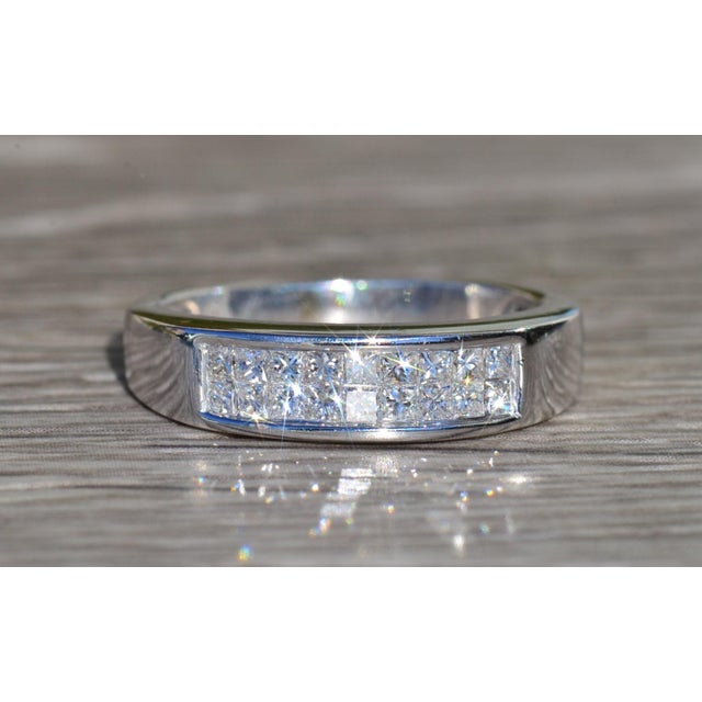 Contemporary The Triana: Ladies 14K White Gold Wedding Band set with 0.36 CTW Diamonds For Sale - Image 3 of 10
