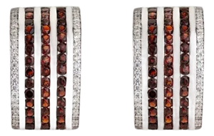 Channel Set Garnet & Zircon Earrings in Solid Silver for Her, A Pair