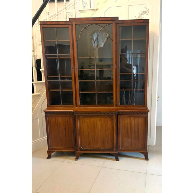 Antique Edwardian Mahogany Breakfront Bookcase, 1900s For Sale - Image 10 of 10